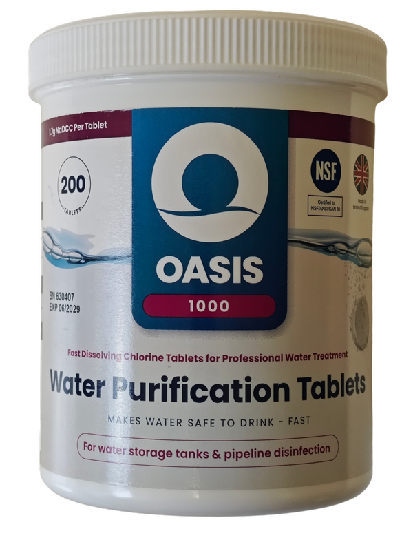 Таблетки для дезінфекції води Oasis 1000 (1,67 g NaDCC - 1 таблетка / 200 літрів)